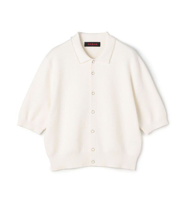 CABaN「コットンカシミヤ パールポロカーディガン」|カーディガン|11 ホワイト