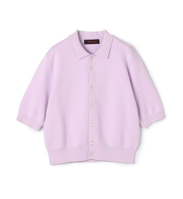 CABaN「コットンカシミヤ パールポロカーディガン」|カーディガン|71 ライトパープル
