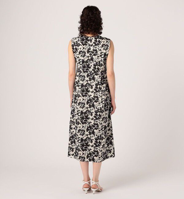 Ballsey「モノクロームフラワープリント スキッパーカラーワンピース」|ワンピース|