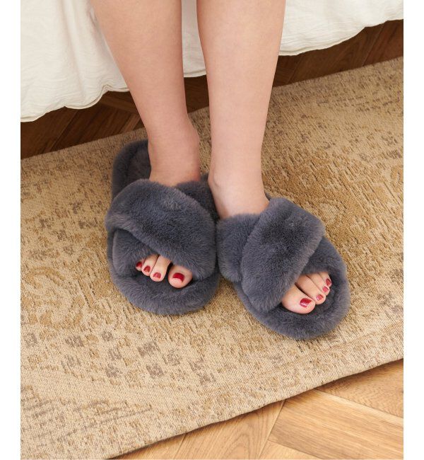journal standard Furniture「SLIPPER FUR　フェイクファー スリッパ　ルームシューズ」|ルームシューズ|グレー
