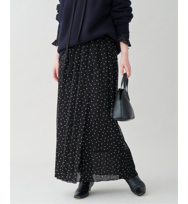 IENA「L'UNE/リュンヌ ドットスカート」|スカート|ブラック