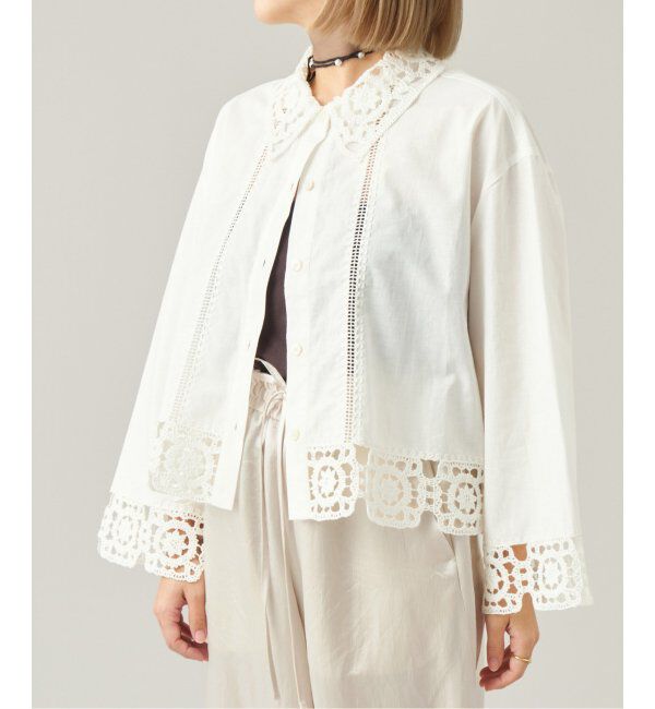 IENA LA BOUCLE「IENA LA BOUCLE エンブロイダリーレースコンビシャツ」|シャツ・ブラウス|