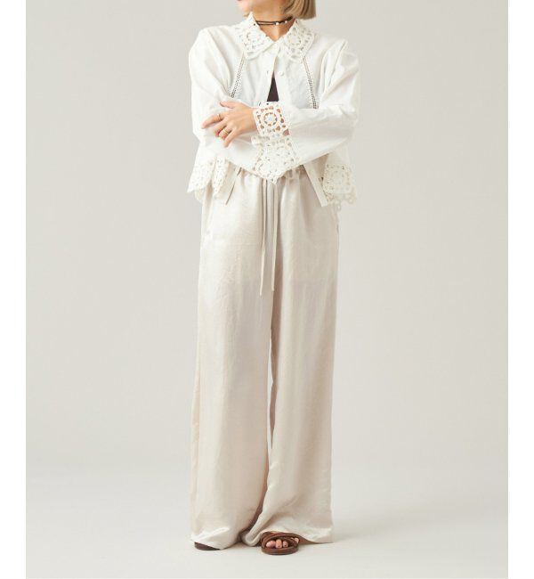 IENA LA BOUCLE「IENA LA BOUCLE エンブロイダリーレースコンビシャツ」|シャツ・ブラウス|