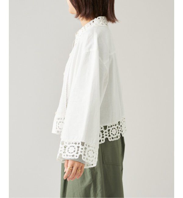 IENA LA BOUCLE「IENA LA BOUCLE エンブロイダリーレースコンビシャツ」|シャツ・ブラウス|