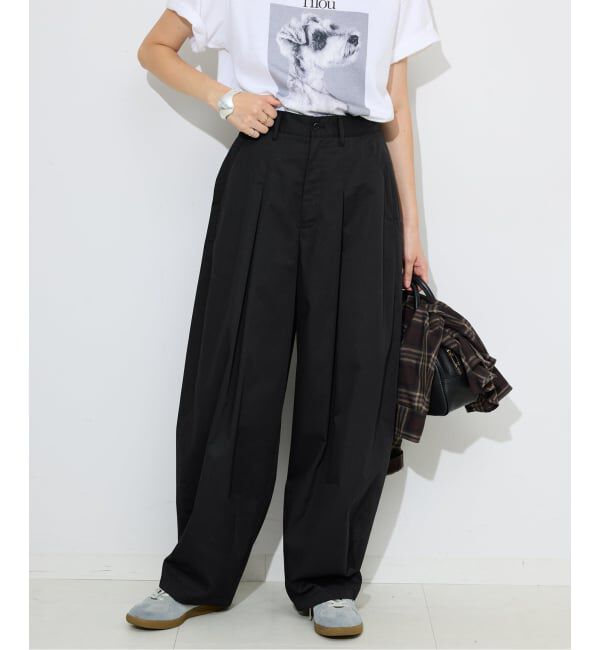 SLOBE IENA「《接触冷感/WEB限定/追加予約》ライトチノタックカーブトラウザー」|チノ|ブラック