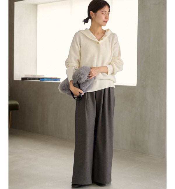 JOURNAL STANDARD relume「《追加4》ウォッシャブルサージストレッチタックワイドパンツ」|スラックス|