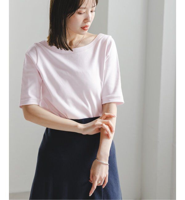 NOBLE「《追加》スビンコットンソフトスクエアーネックTシャツ」|Tシャツ・カットソー|ピンク