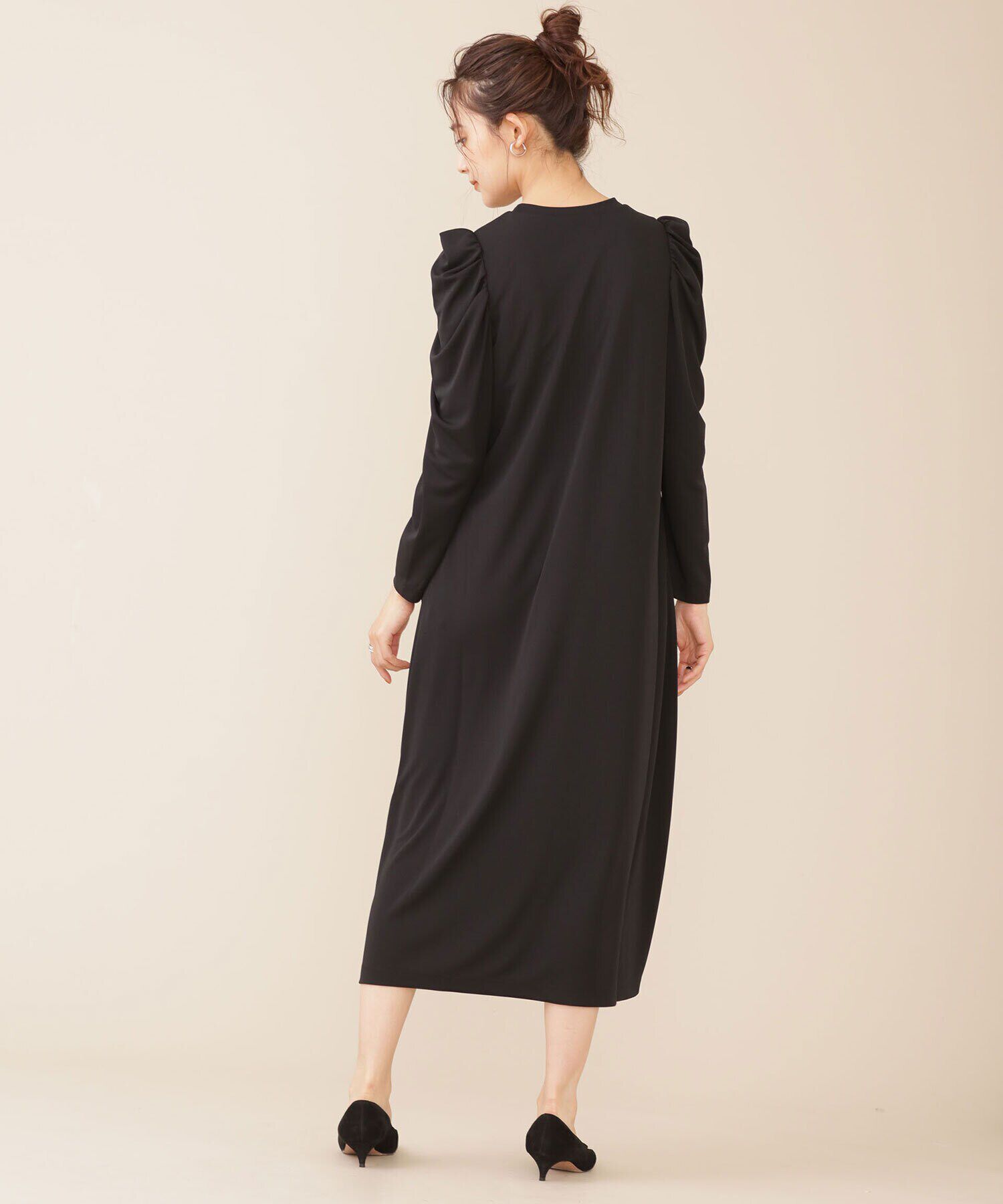 nano･universe「troisieme chaco/パワーショルダー ジャージーワンピース 長袖」|ワンピース|