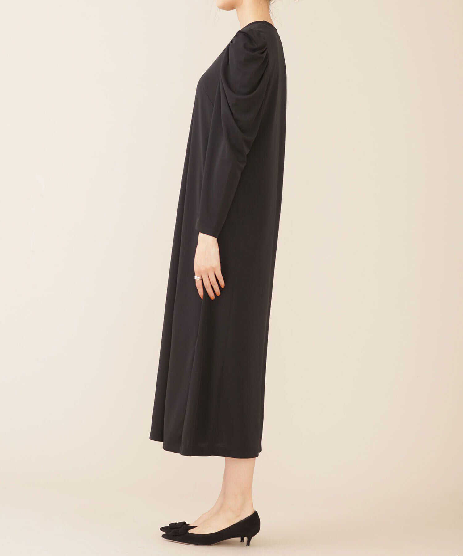 nano･universe「troisieme chaco/パワーショルダー ジャージーワンピース 長袖」|ワンピース|