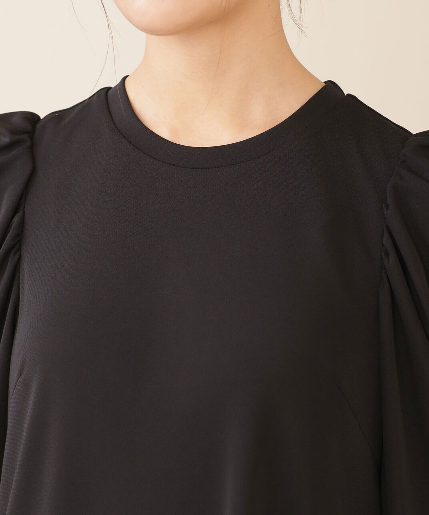 nano･universe「troisieme chaco/パワーショルダー ジャージーワンピース 長袖」|ワンピース|