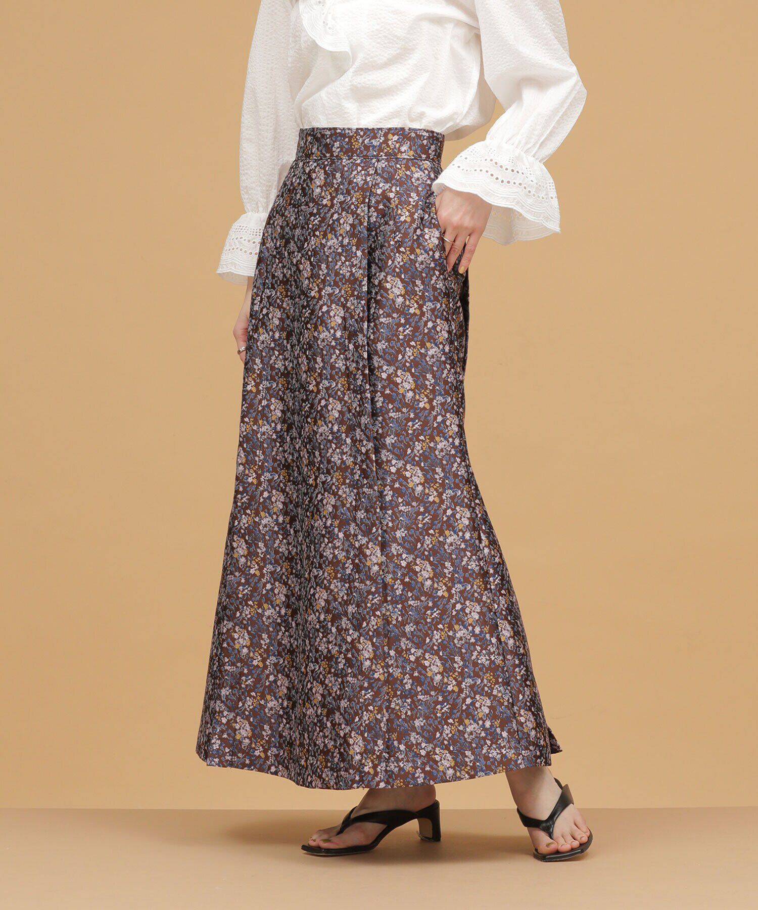 nano･universe「LB.03/フラワージャカードマーメイドスカート」|スカート|ブルー