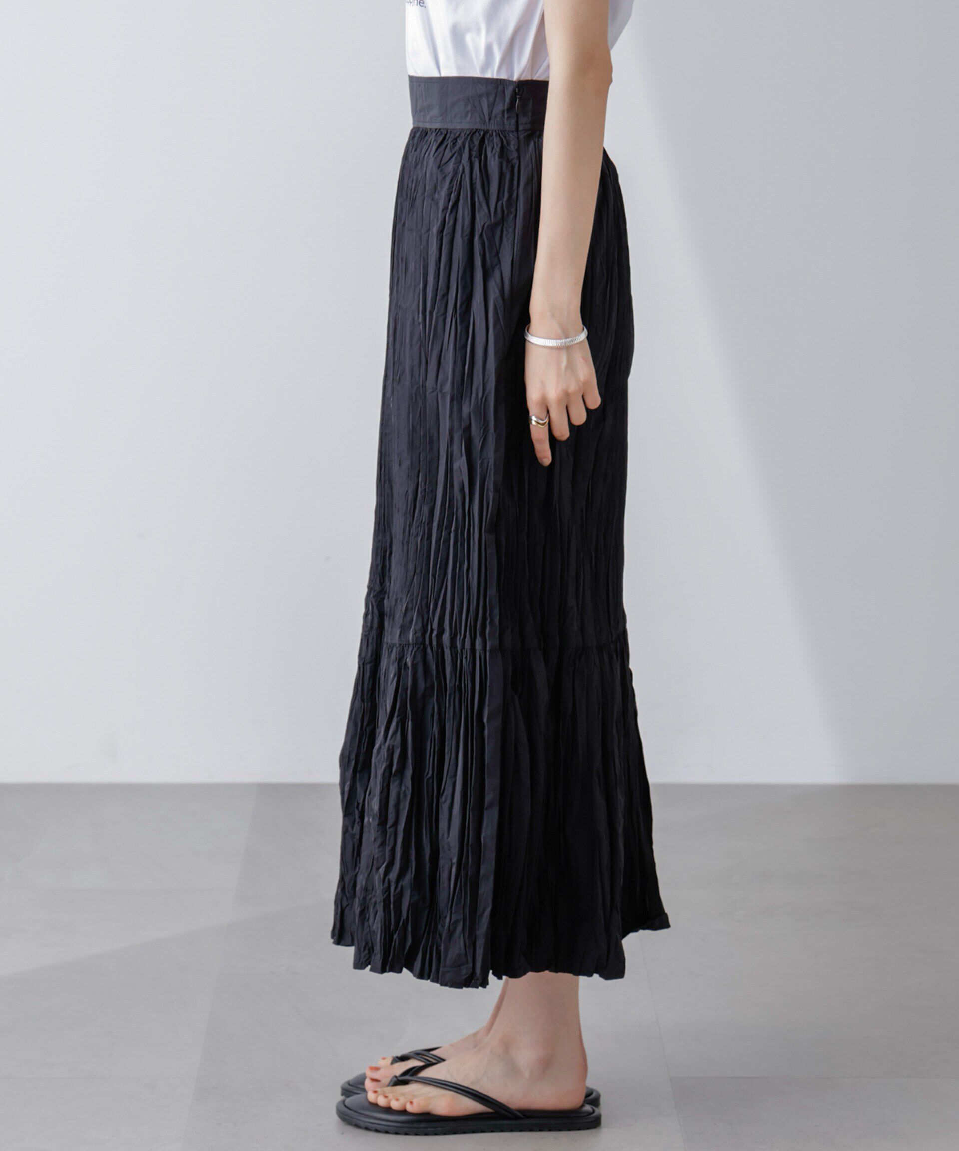 nano･universe「裾切り替えワッシャープリーツスカート」|スカート|