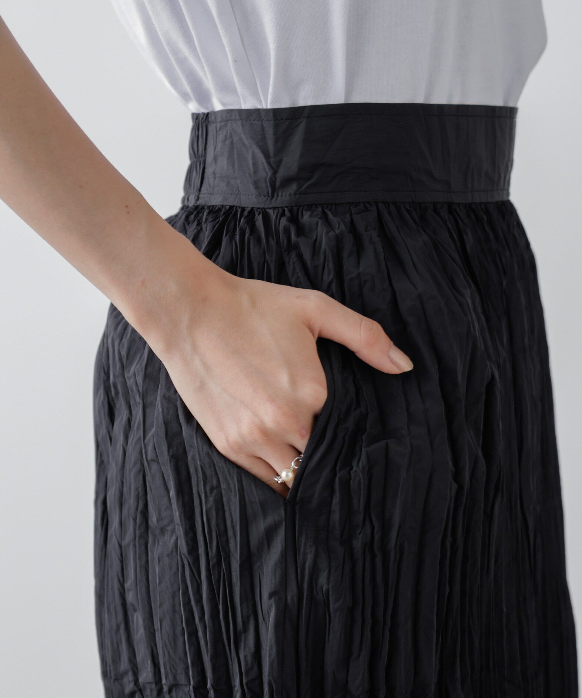 nano･universe「裾切り替えワッシャープリーツスカート」|スカート|