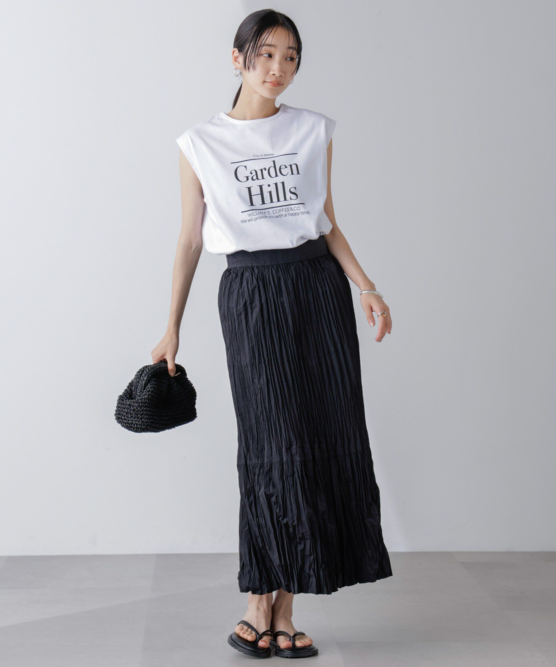 nano･universe「裾切り替えワッシャープリーツスカート」|スカート|