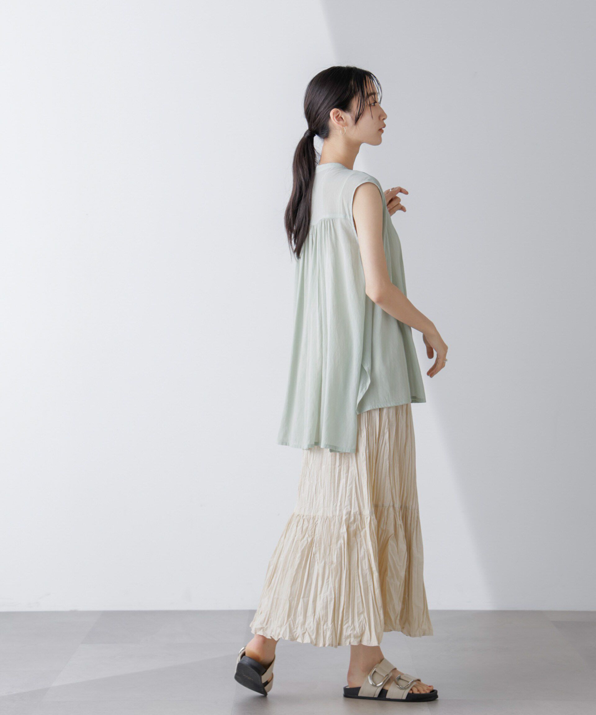 nano･universe「裾切り替えワッシャープリーツスカート」|スカート|