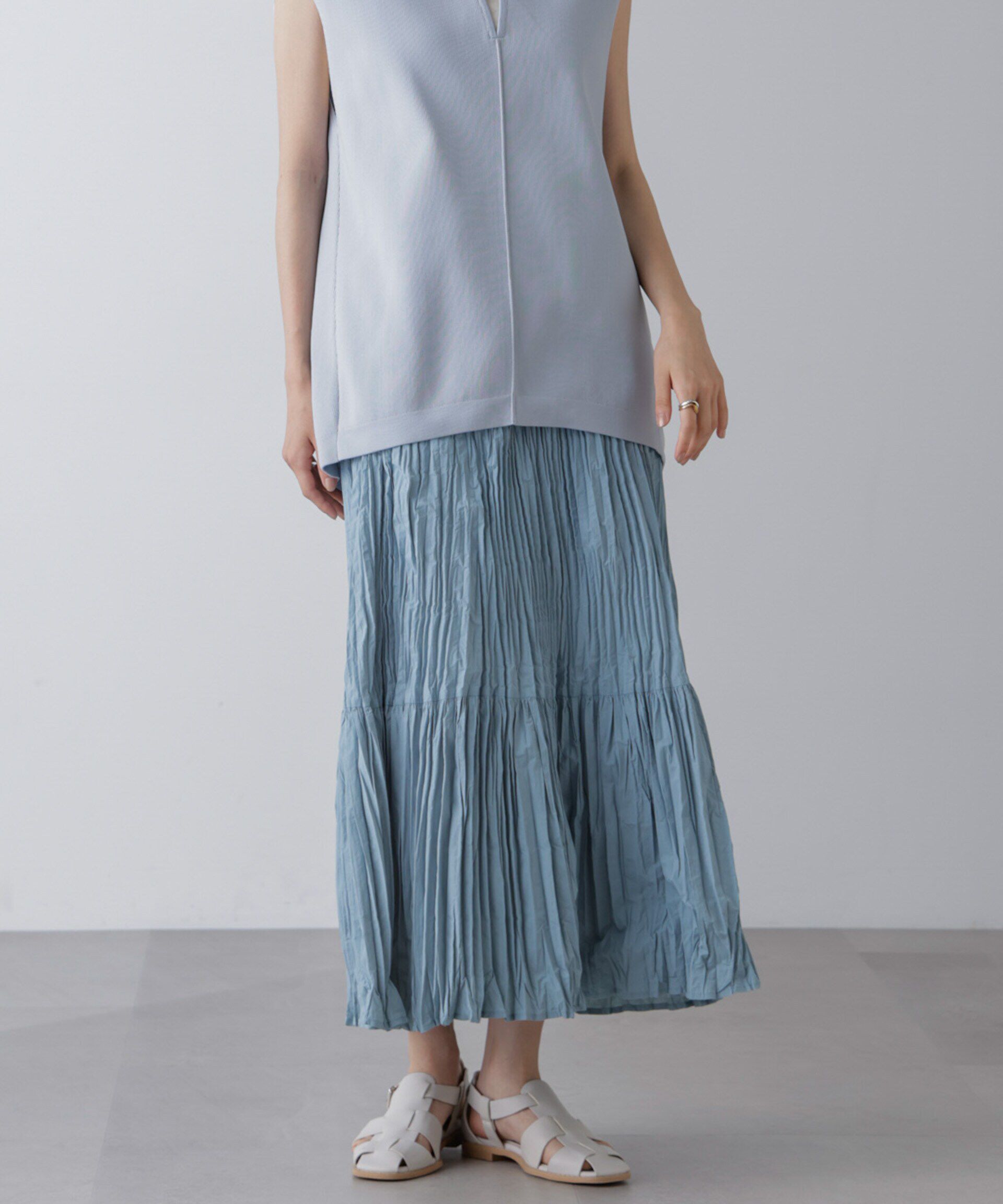 nano･universe「裾切り替えワッシャープリーツスカート」|スカート|