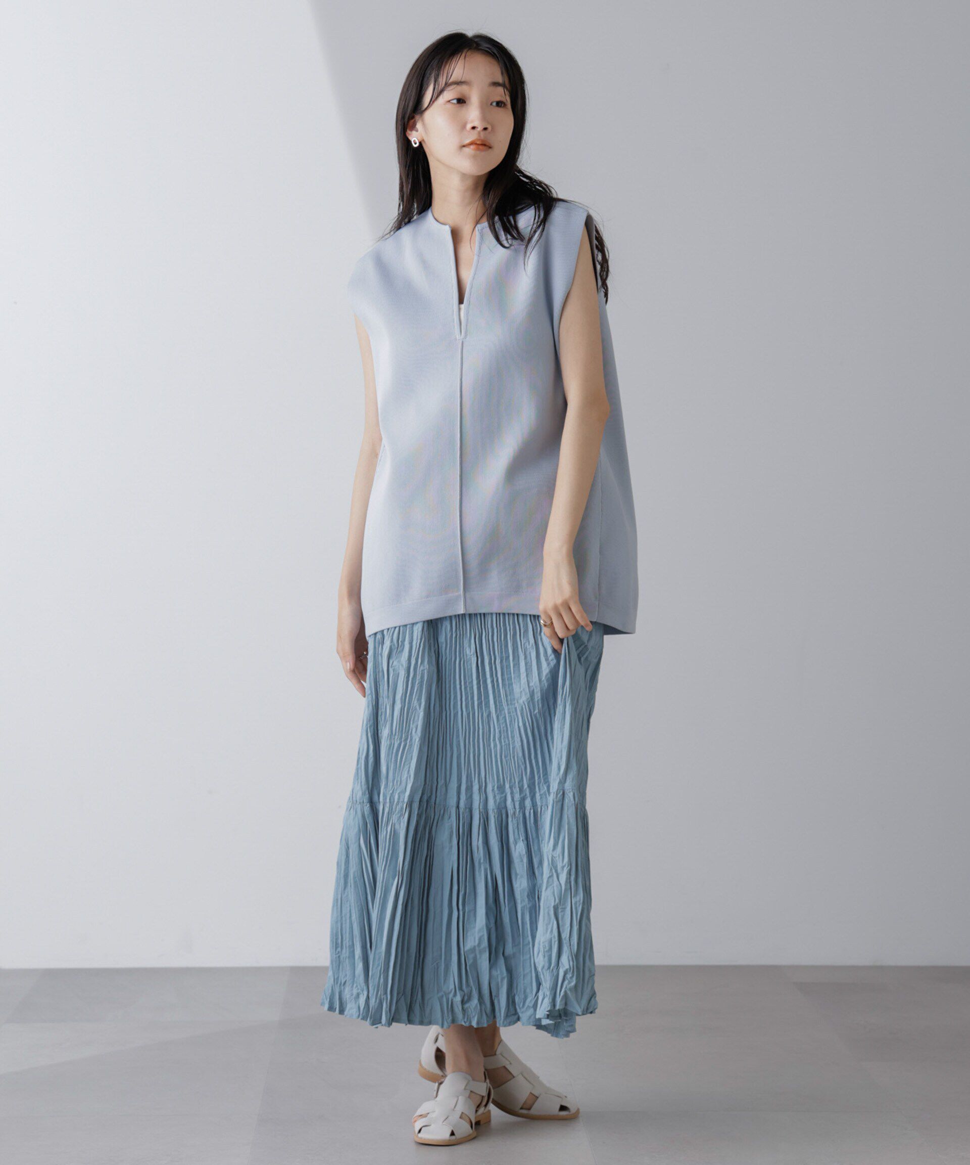 nano･universe「裾切り替えワッシャープリーツスカート」|スカート|