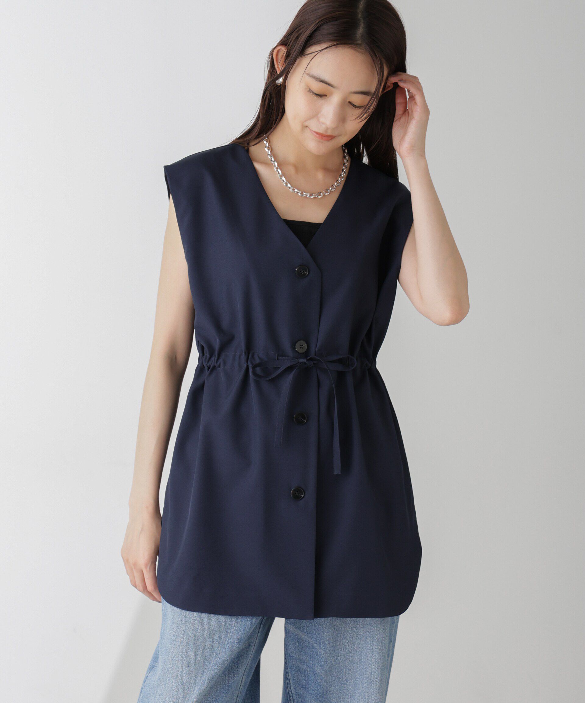 nano･universe「前後2Wayジレブラウス(セットアップ可)」|シャツ・ブラウス|ネイビー