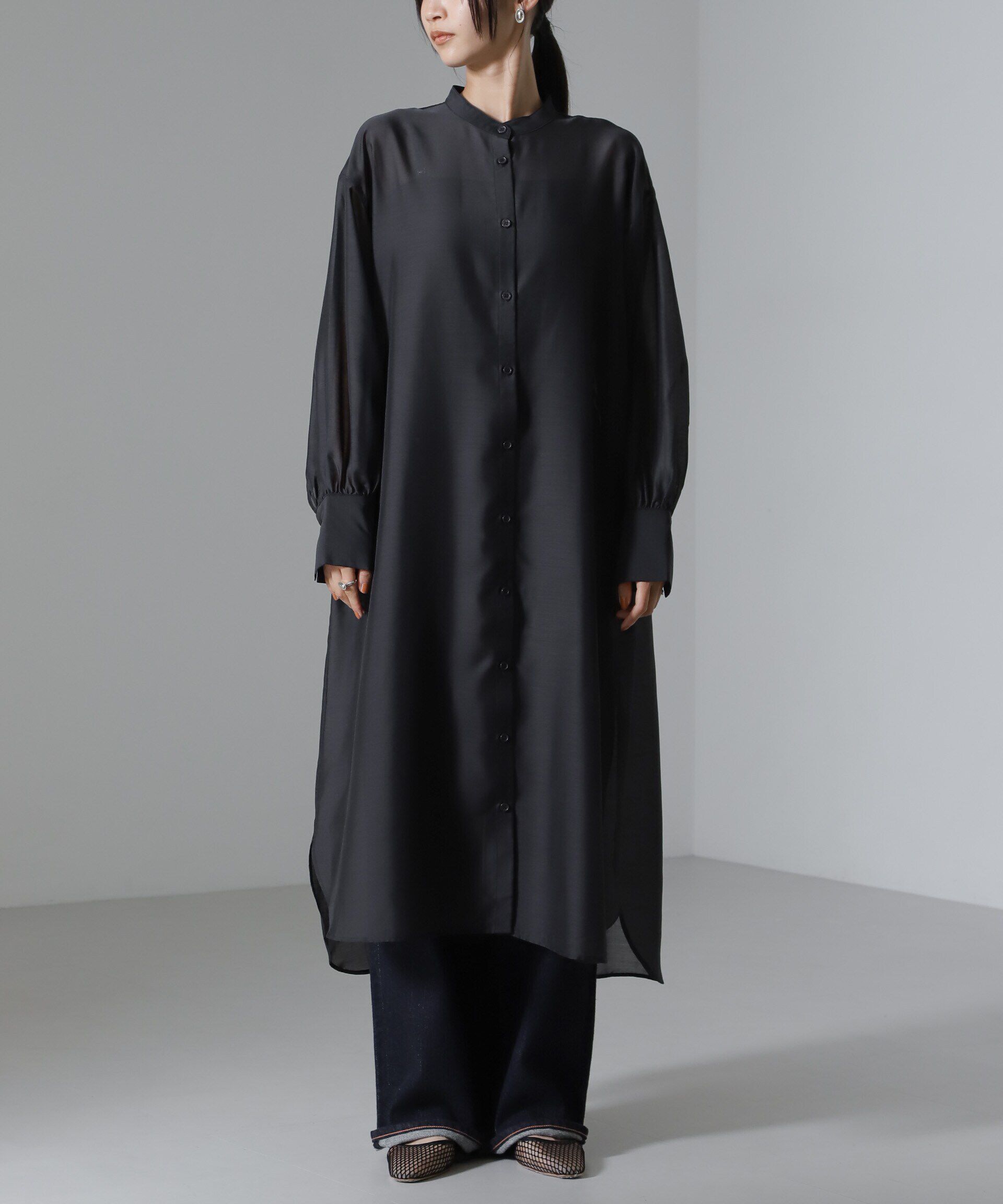 nano･universe「シアーマキシシャツワンピース」|ワンピース|