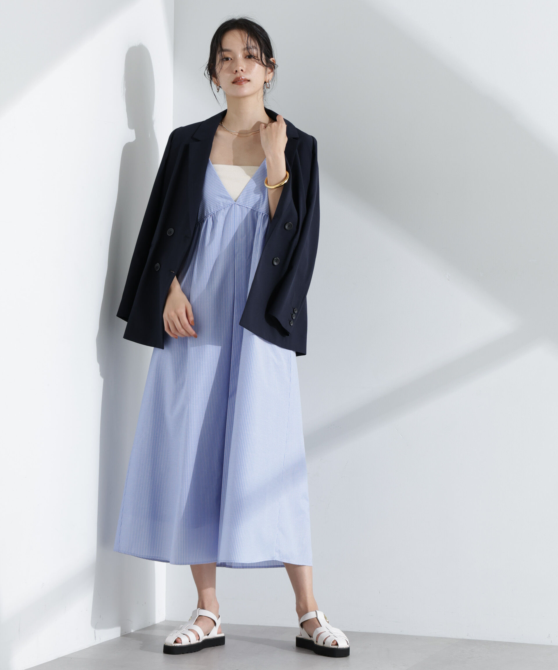 nano･universe「ストライプフレアキャミワンピース」|ワンピース|