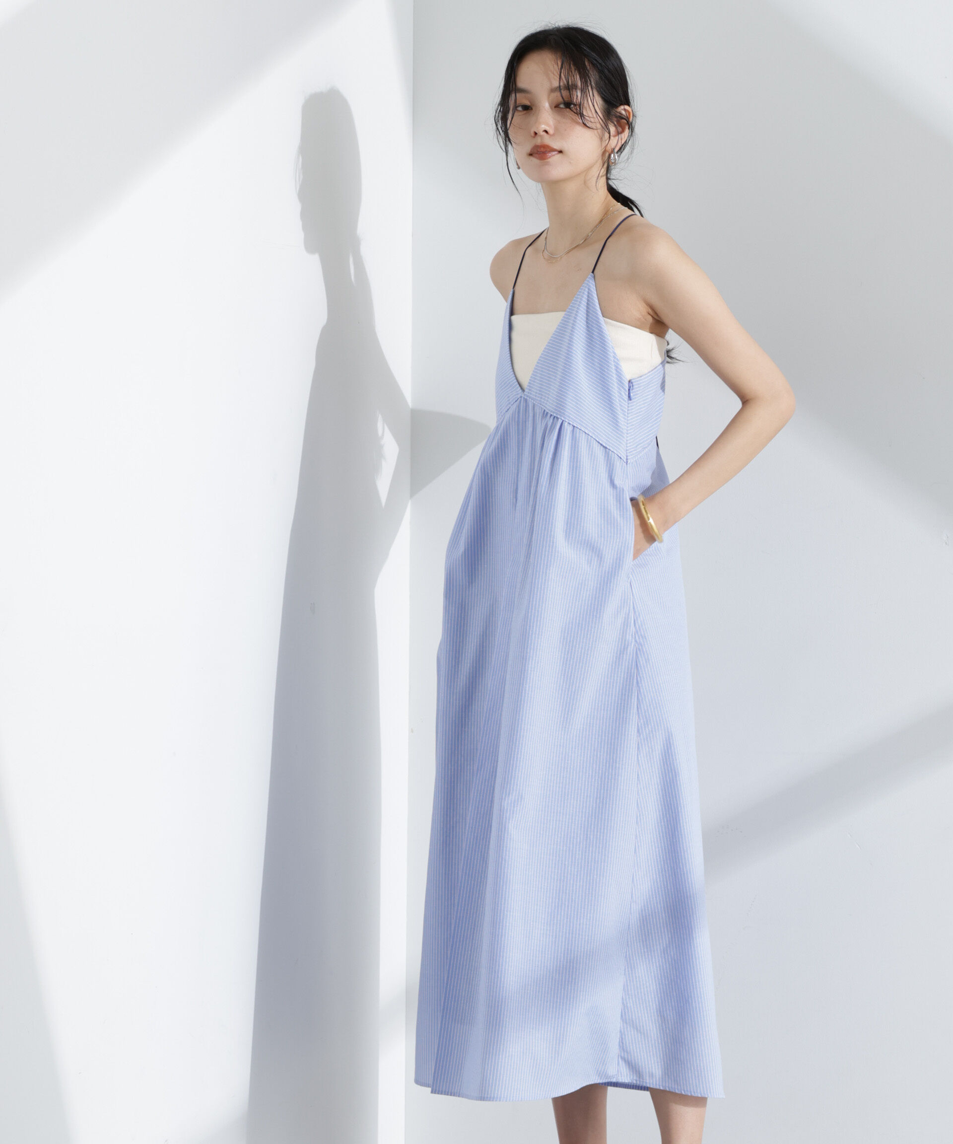 nano･universe「ストライプフレアキャミワンピース」|ワンピース|