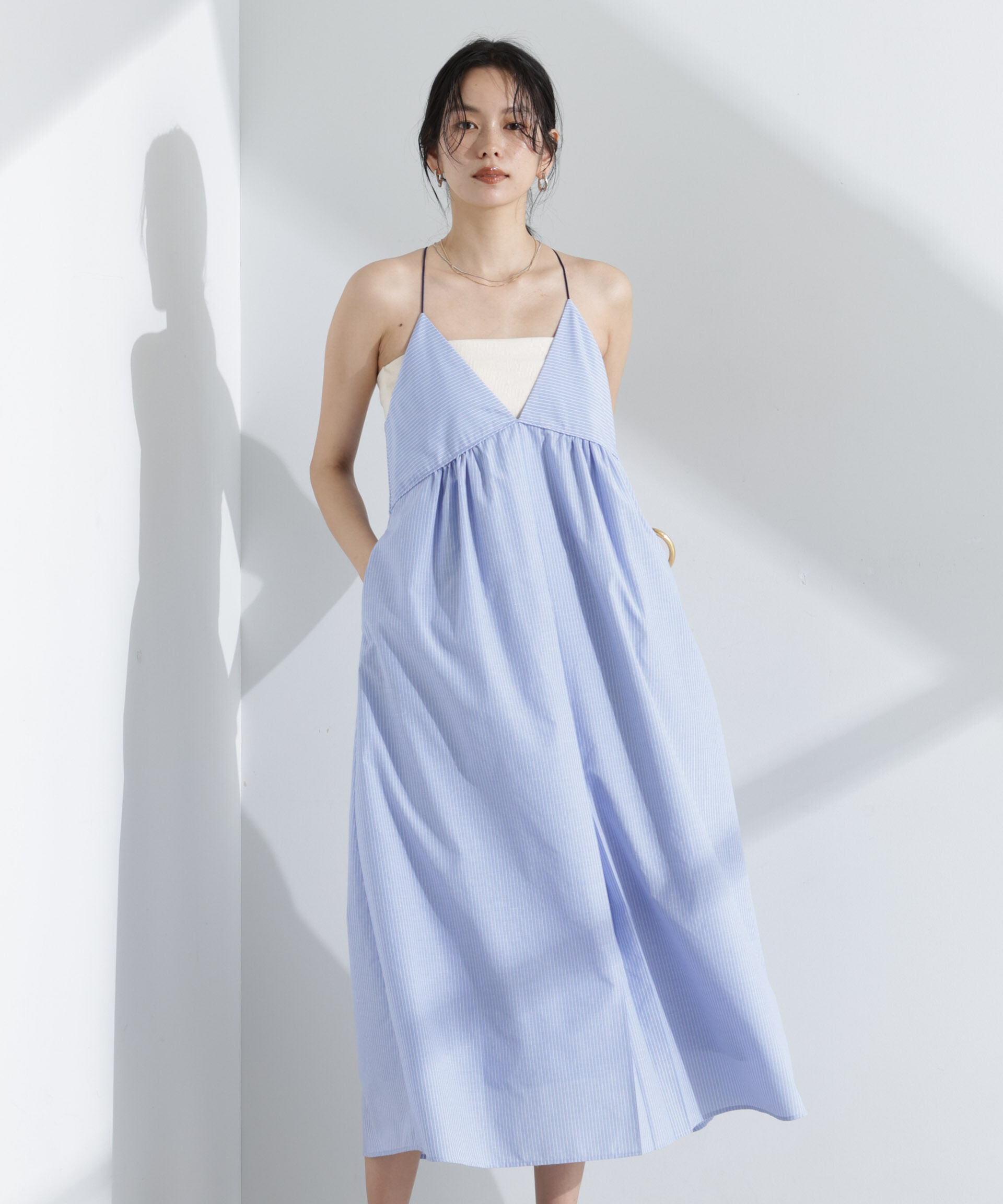 nano･universe「ストライプフレアキャミワンピース」|ワンピース|