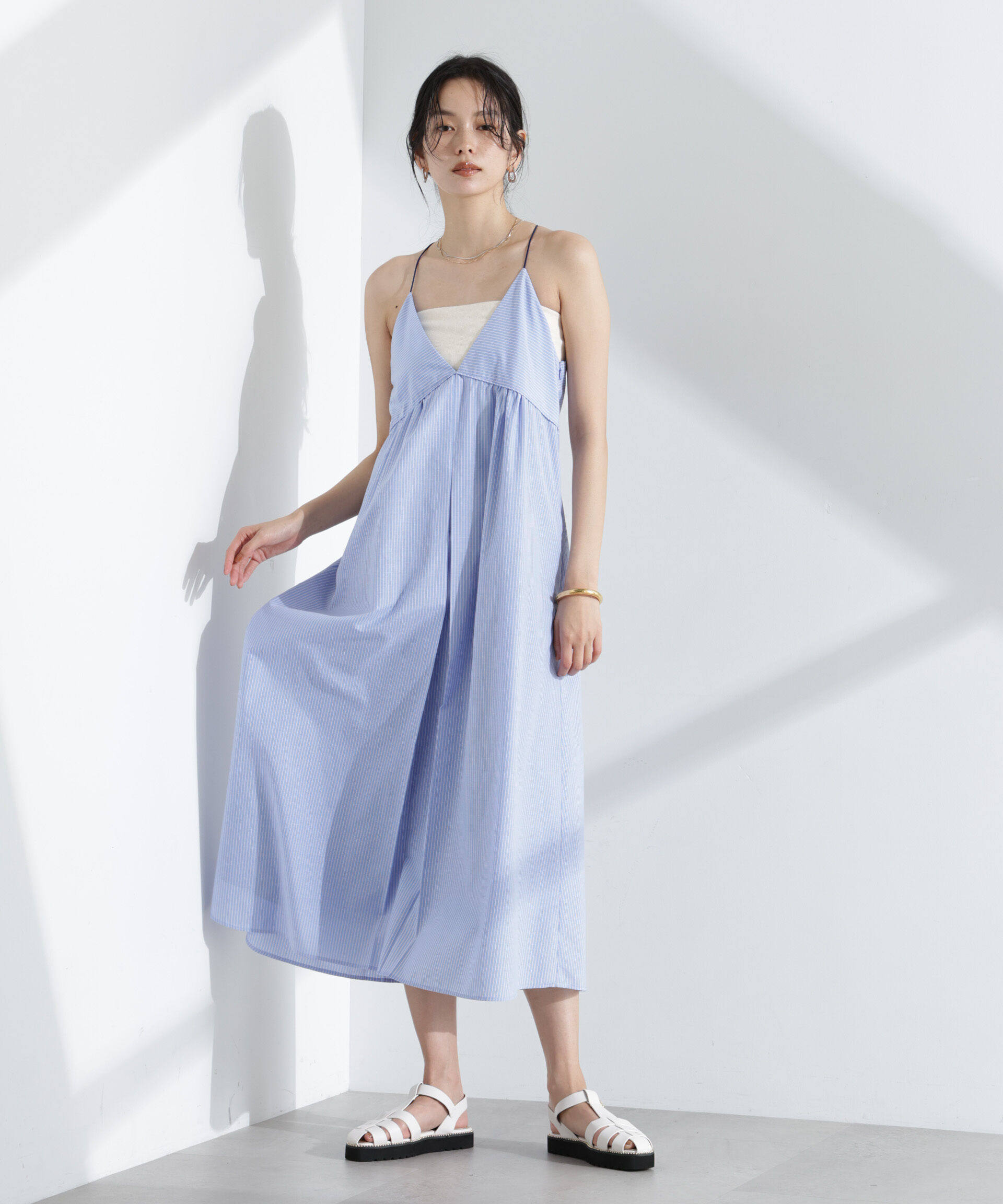 nano･universe「ストライプフレアキャミワンピース」|ワンピース|