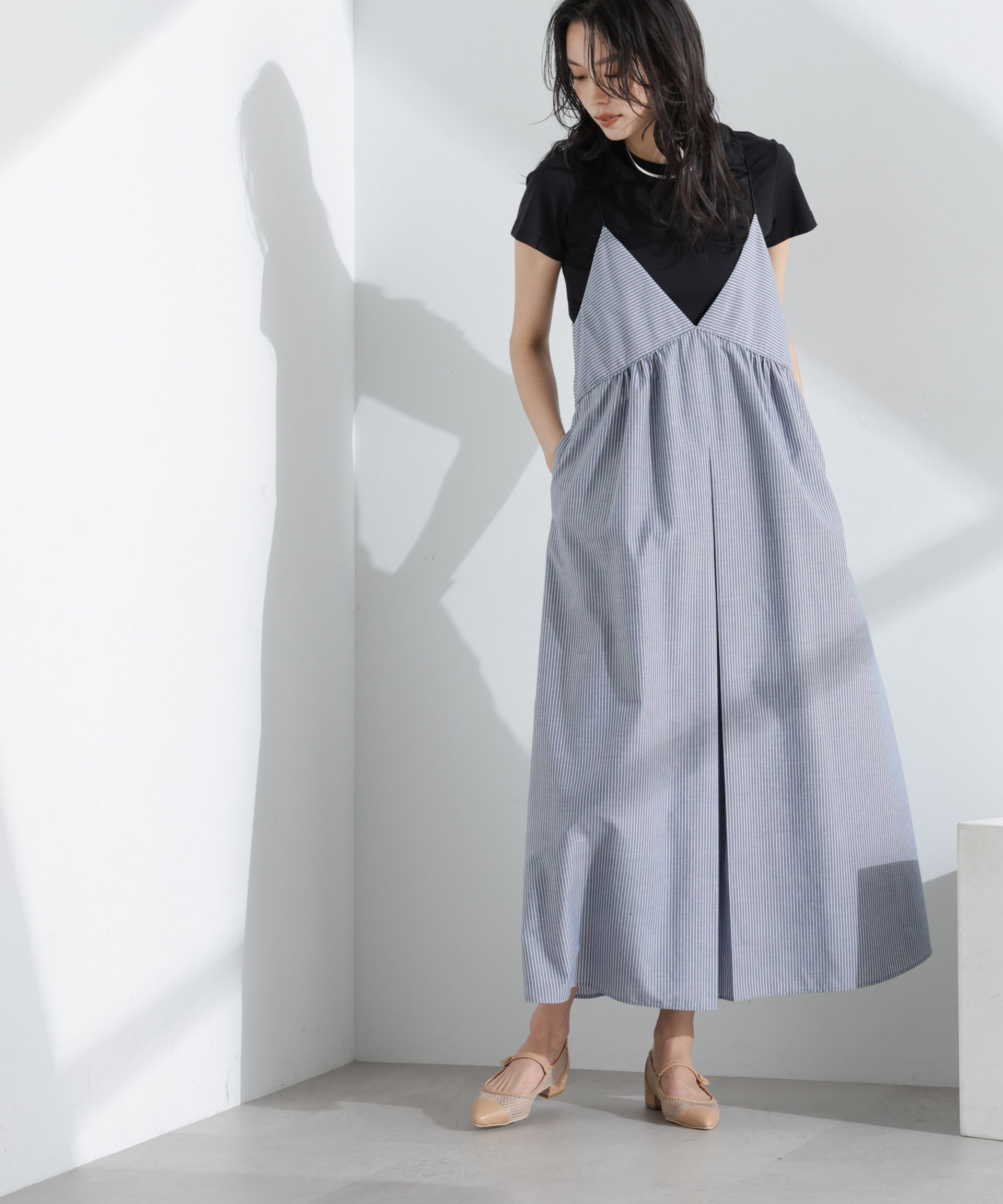 nano･universe「ストライプフレアキャミワンピース」|ワンピース|