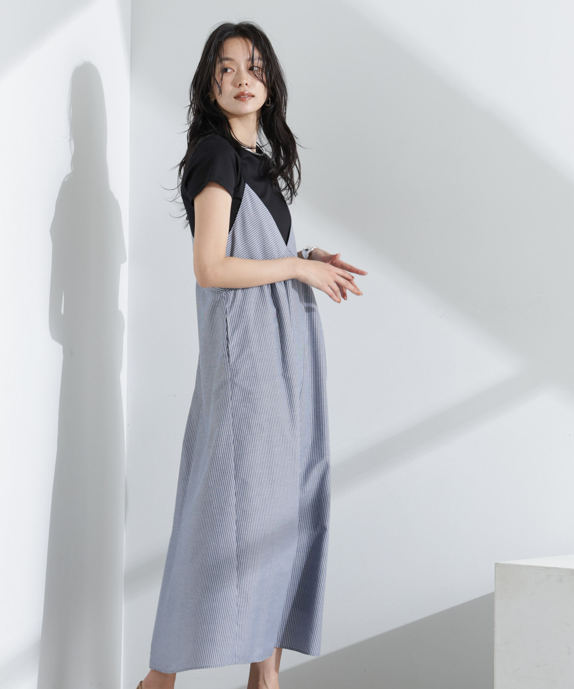 nano･universe「ストライプフレアキャミワンピース」|ワンピース|