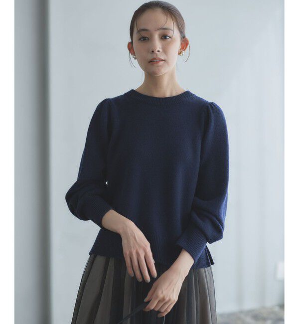 組曲「【8色展開・前後着用可】ウールカシミヤミックス パフスリーブ ニット」|ニット・セーター|ネイビー系