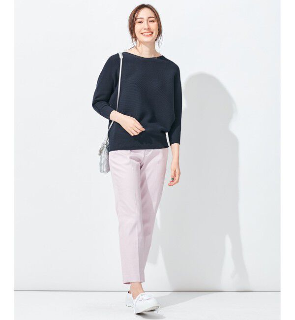 自由区「【洗える】コットンストレッチホールガーメント プルオーバーニット」|ニット・セーター|