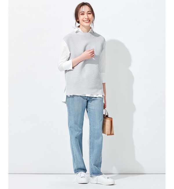 自由区「【洗える/シーズンレス】コットンストレッチホールガーメント ニットベスト」|ベスト・ジレ|