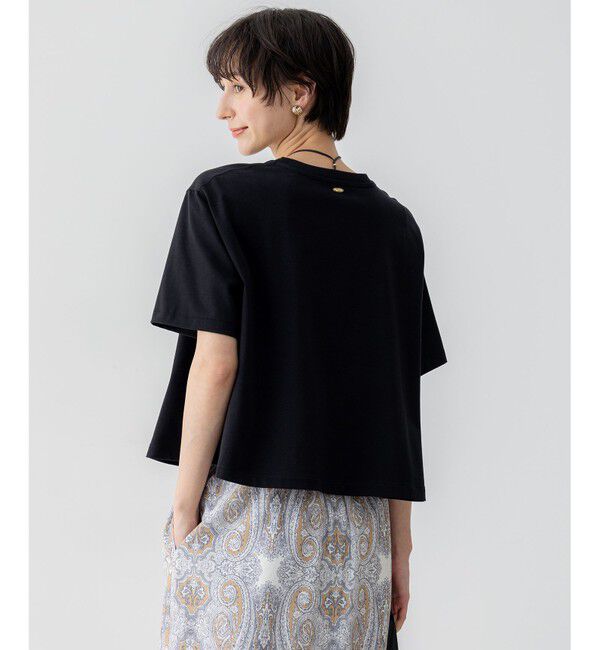 23区「【GLOW6月号掲載/洗える】スビンギザコットン クロップド Tシャツ」|Tシャツ・カットソー|ブラック系