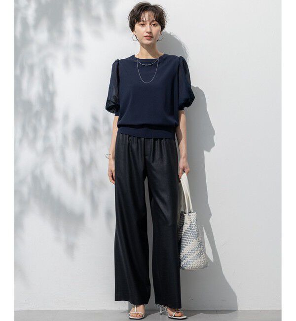 23区「【接触冷感/UVカット/洗える】ドライスラブストレッチ ワイド パンツ」|その他|