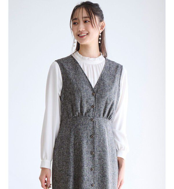 any SiS「【洗える】フリルネックスタンド ブラウス」|シャツ・ブラウス|オフ