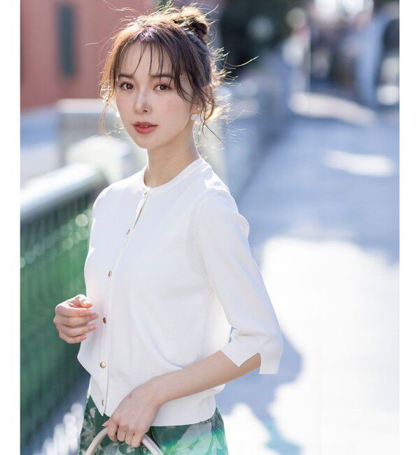 ANY SIS「【接触冷感・UVカット・洗える】ハーフスリーブ カーディガン」|カーディガン|オフ