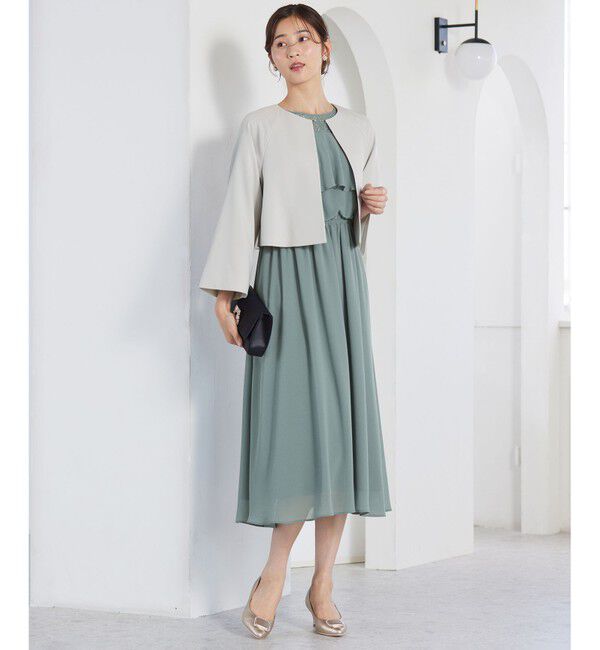 any SiS「【洗える】セレモニークロップド ジャケット」|ノーカラージャケット|