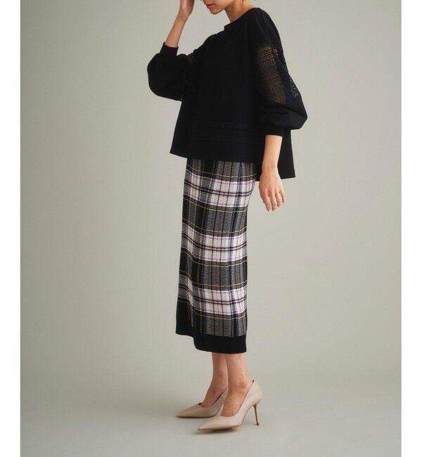 GRACE CONTINENTAL「チェックタイトニットスカート」|スカート|ブラック