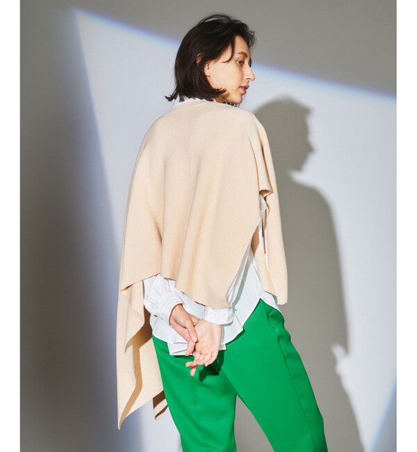  「リブポンチョストール」|ストール|ベージュ