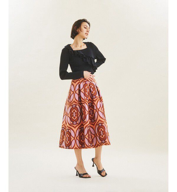 GRACE CONTINENTAL「ラメジャガードタックスカート」|スカート|