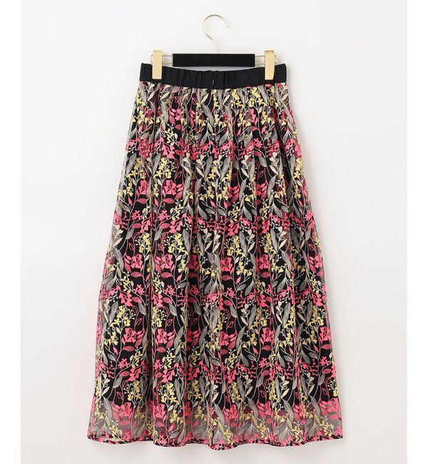 GRACE CONTINENTAL「リーフ刺繍タックスカート」|スカート|