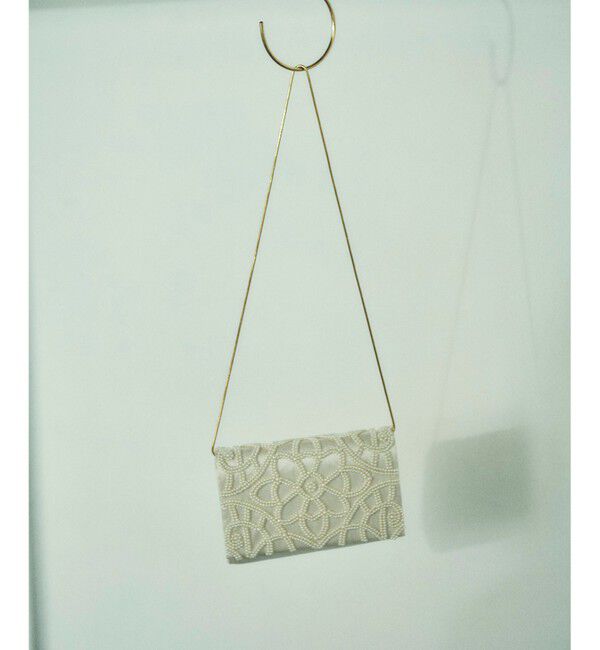 GRACE CONTINENTAL「パールフラワークラッチバッグ」|クラッチバッグ|ベージュ