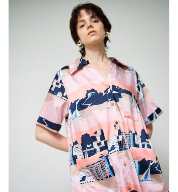 Grace Class「マリンプリントシャツドレス」|ワンピース|