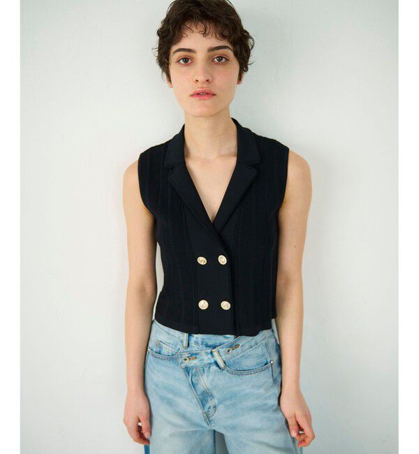 Diagram「ダブルフロントニットジレ」|ベスト・ジレ|ブラック