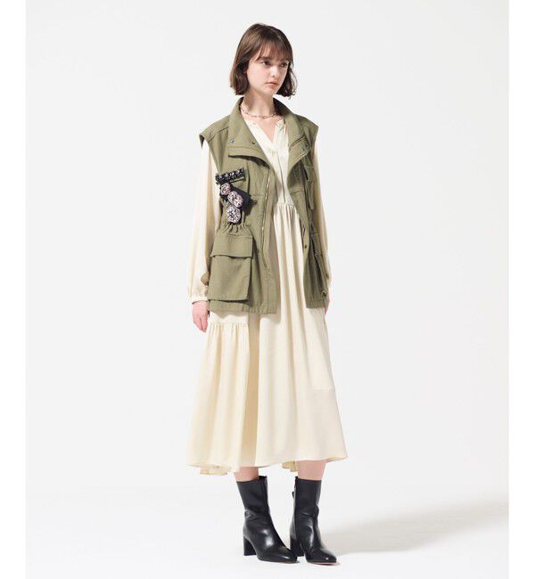 GRACE CONTINENTAL「ビジューアーミーベスト」|ベスト・ジレ|