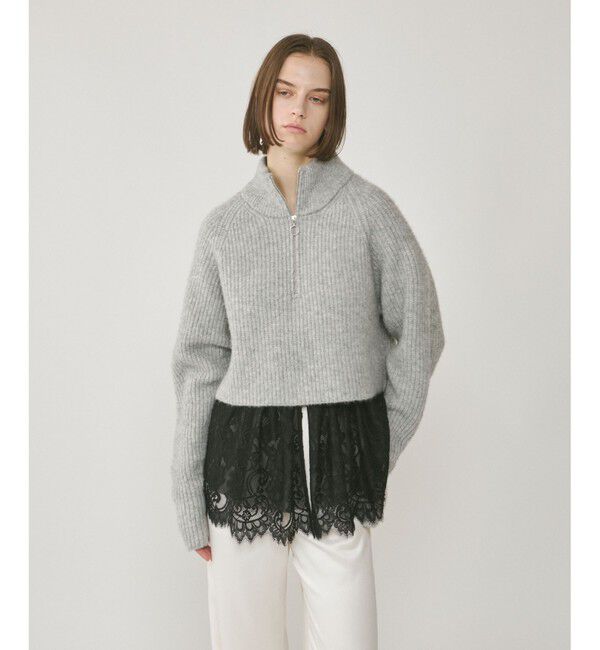 Diagram「畦zipニットトップ」|ニット・セーター|グレー