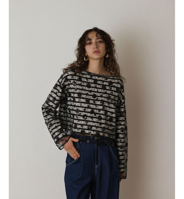  「バスクボーダートップ」|Tシャツ・カットソー|ブラック