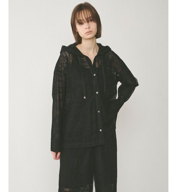 GRACE CONTINENTAL「キカレースフード付トップ」|シャツ・ブラウス|ブラック