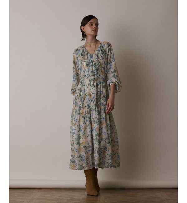  「フラワープリントカフタンドレス」|ワンピース|