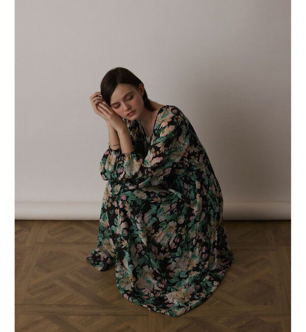  「フラワープリントカフタンドレス」|ワンピース|